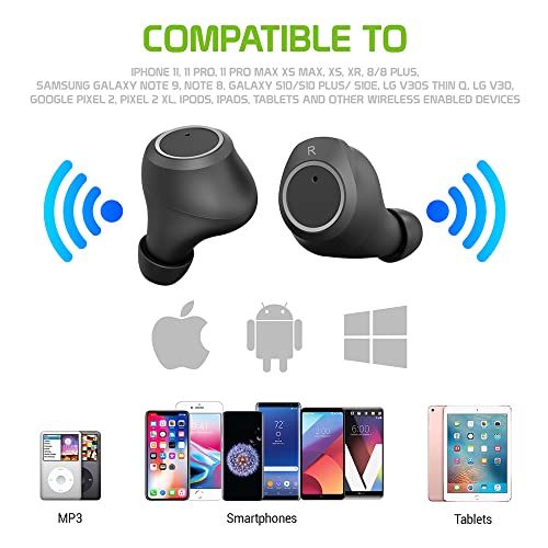 Wireless V5 Bluetooth Earbuds Works for Samsung Galaxy A32 5G with Charging case for in Ear Headphones. (V5.0 Black)