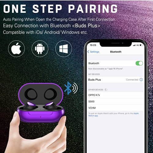 Urbanx Street Buds Plus True Bluetooth Earbud Headphones for BLU C5 - Wireless Earbuds w/Noise Isolation - Purple (US Version with Warranty)