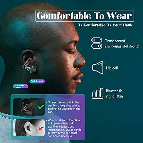 Open Ear Headphones air Conduction Headphones Bluetooth Workout Headphones Open Ear Earbuds for Sports Running Headphones Exercise Around Ear (Single Ear Black)