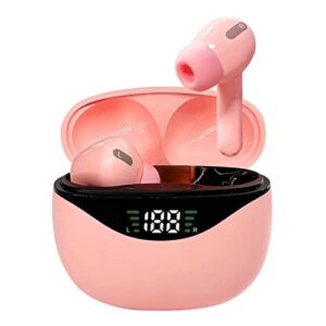 conchpeople true wireless earbuds bluetooth 5.1 wireless headphones with microphone, ipx7 waterproof, charging case led power display, deep bass crystal-clear calls headset for sports and work (pink)