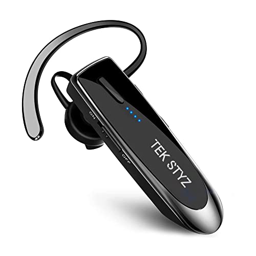 Tek Styz Headset Compatible with Motorola Moto G5 in Ear Bluetooth 5.0 Wireless Earpiece, IPX3 Waterproof, 24h Dual Microphones, Noise Reduction (Black/Silver)