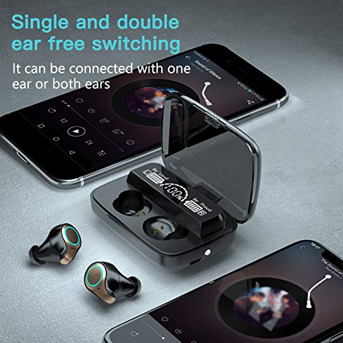 MOHALIKO M18 TWS 3500mAh Wireless Earbuds, Bluetooth 5.1 Headphones IPX7 Waterproof, in-Ear Wireless Bluetooth Headset Noise Reduction Stereo Sport Earbud for Work Black OCUhome