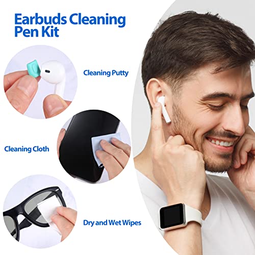 Gumilyo Bluetooth Earbuds Cleaning Pen, in-Ear Headphones Cleaning and Soft Dust Removal Brush Pen for Cleaning Dust in Bluetooth Headset Box, Mobile Phone and Camera