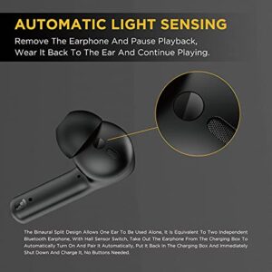 Black True Wireless Earbuds for iOS & Android Phones with Wireless Charging Case, Smart in-Ear Detection, ENC Call Noise Reduction in-Ear Headphones, Touch Control Earphones