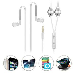 HOVTOIL Air Tube Earphone 3.5mm Universal Anti-Radiation Binaural Air Tube Earphones with Mic Compatible with iPhone High Performance White