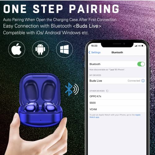 UrbanX Street Buds Live True Wireless Earbud Headphones for Samsung Galaxy S21 Ultra 5G - Wireless Earbuds w/Active Noise Cancelling - Blue (US Version with Warranty)