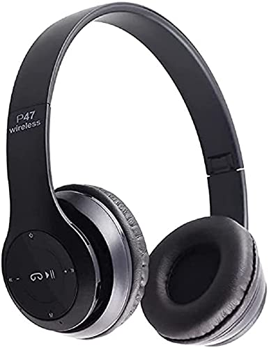 Gaea P47 Wireless Headphones Rechargeable Bluetooth 5.0 Over Ear Headphones Foldable Headset with Built-in Mic Lightweight Headset with Wired Mode for Kids Adults Black