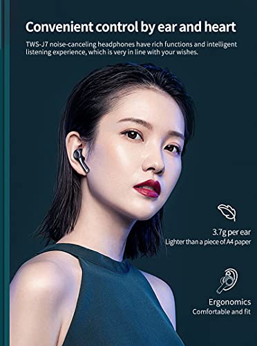 DARK WOLF True Wireless Earbuds,Active Noise Cancellation Bluetooth Headphones Touch Control with Charging Case ，Built-in Mic Stereo Earphones Light-Weight Waterproof in-Ear Headset (BL-J7)