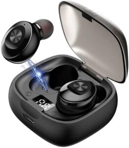 bluetooth 5.0 wireless earbuds,deep bass sound 15h playtime ipx5 waterproof earphones call clear with microphone in-ear stereo headphones comfortable for iphone, android 21
