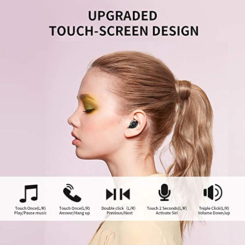 Bluetooth 5.0 Wireless Earbuds,Deep Bass Sound 15H Playtime IPX5 Waterproof Earphones Call Clear with Microphone in-Ear Stereo Headphones Comfortable for iPhone, Android 21