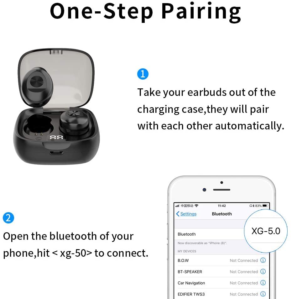 Bluetooth 5.0 Wireless Earbuds,Deep Bass Sound 15H Playtime IPX5 Waterproof Earphones Call Clear with Microphone in-Ear Stereo Headphones Comfortable for iPhone, Android 21