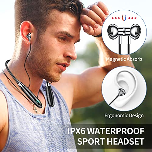 WESADN Neckband Bluetooth Headphones Wireless Earbuds in Ear Headset with Microphone 72H Playtime Noise Cancelling Stereo IPX6 Waterproof Earphones for Sports Running Workout for iPhone Android K45