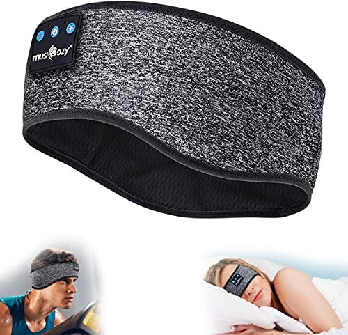 MUSICOZY Sleep Headphones Bluetooth Sports Headband, Wireless Music Sleeping Headphones Sleep Eye Mask Earbuds for Side Sleepers Workout Running Insomnia Travel Yoga Office, Pack of 2