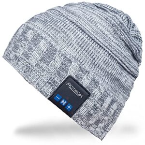 bluetooth wireless beanie hat,mydeal adult unisex trendy soft warm slouchy skully cap with headphone headset speaker mic hands-free, for winter outdoor sport skiing snowboard – gray