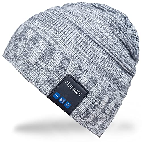 Bluetooth Wireless Beanie Hat,Mydeal Adult Unisex Trendy Soft Warm Slouchy Skully Cap with Headphone Headset Speaker Mic Hands-Free, for Winter Outdoor Sport Skiing Snowboard - Gray