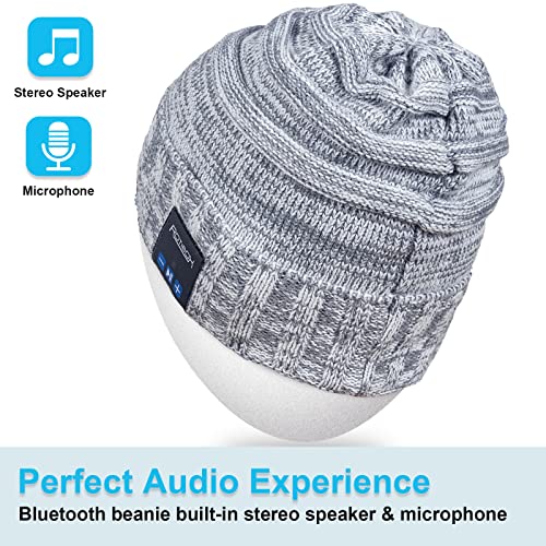 Bluetooth Wireless Beanie Hat,Mydeal Adult Unisex Trendy Soft Warm Slouchy Skully Cap with Headphone Headset Speaker Mic Hands-Free, for Winter Outdoor Sport Skiing Snowboard - Gray