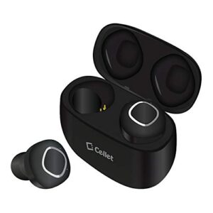 cellet true wireless earbuds with charging case compatible with all bluetooth enabled device, apple iphone 12 pro max mini 11 x xr xs galaxy s21 20 s10 note 20 10 9 google pixel moto nokia lg -black