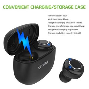 Cellet True Wireless Earbuds with Charging Case Compatible with All Bluetooth Enabled Device, Apple iPhone 12 Pro Max Mini 11 X XR XS Galaxy S21 20 S10 Note 20 10 9 Google Pixel Moto Nokia LG -Black
