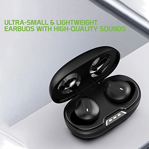 Wireless V5.1 Bluetooth Earbuds Compatible with Motorola Moto G Play (2023) with Extended Charging Pack case for in Ear Headphones. (V5.1 Black)