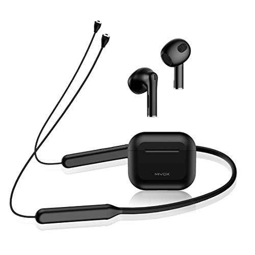 MIVOX F2 3-in-1 Wireless Headset Bluetooth Earbud – Noise Cancellation Bluetooth Neckband Headphones – in-Ear Charging Neckband Headphones – Traveling, Workout, Sports – 38 Hours Play Time