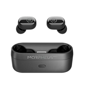 morpheus 360 spire true wireless earbuds tw1500b (black), noise isolation touch control light-weight mini sweat proof waterproof earbuds with deep bass