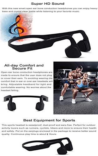 QT S Bone Conduction Headphones Bluetooth with Mic Titanium Lightweight Open-Ear Wireless Stereo Music IP65 Water & Sweat Resistant Answer Phone Call for Running Hiking Driving Bicycling Earphone