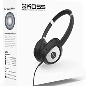 Koss SP330 On Ear Dynamic Headphones Black with Silver Accents