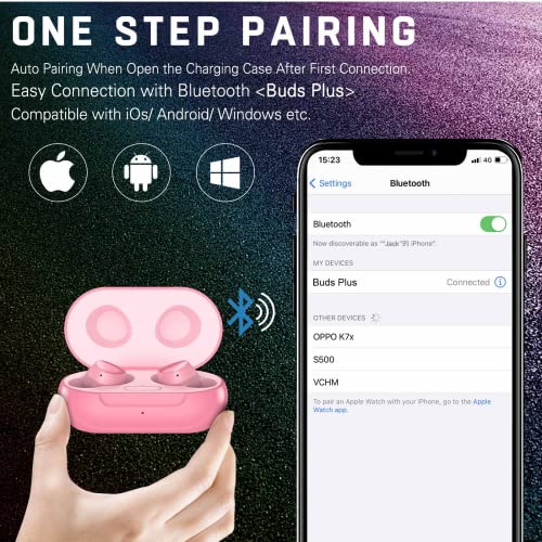 UrbanX Street Buds Plus for Google Pixel 6 Pro - True Wireless Earbuds w/Hands Free Controls (Wireless Charging Case Included) - Pink