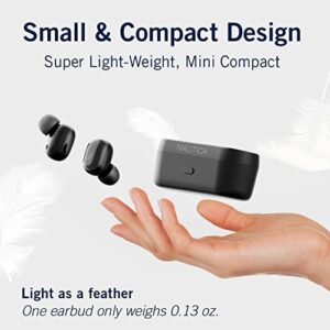 Nautica T300 True Wireless Earbuds, Bluetooth v5.0 TWS in-Ear Earphones with Built-in Mic, Wireless Bluetooth Earbuds, Micro-USB Charging Case Touch Control, Ergonomic Design Sweat-Proof (Black)