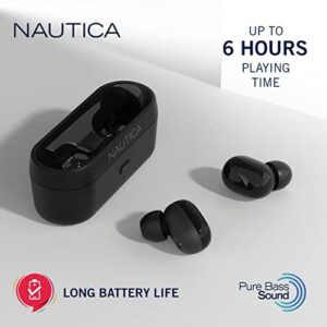 Nautica T300 True Wireless Earbuds, Bluetooth v5.0 TWS in-Ear Earphones with Built-in Mic, Wireless Bluetooth Earbuds, Micro-USB Charging Case Touch Control, Ergonomic Design Sweat-Proof (Black)