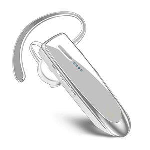 tek styz headset compatible with samsung galaxy a23 5g in ear bluetooth 5.0 wireless earpiece, ipx3 waterproof, dual microphones, noise reduction (white/silver)