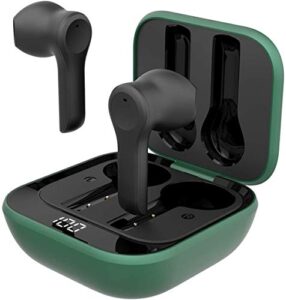 smart-life tws bt 5.0 headphones with charging case, touch control waterproof sports earphone with mic stereo bluetooth headset type-c charging 24h playback for home,office (green)