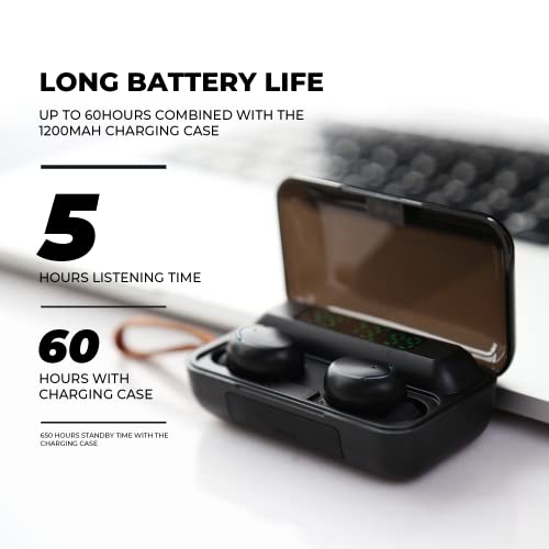 XBEING F9 Wireless Earbuds, TWS HiFi True Wireless Bluetooth 5.0 Earphones, in-Ear Noise Cancelling Headphones with Mic, Smart Power Display, 1200mAh Battery Case with 60 Hours Playtime