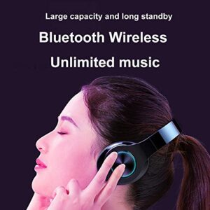 Niaviben Wireless Bluetooth Headphones Over Ear with Noise Cancelling Foldable 3 in 1 Multi-Functions Stereo Headset with RGB Breathing Light Red