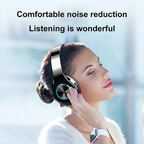 Niaviben Wireless Bluetooth Headphones Over Ear with Noise Cancelling Foldable 3 in 1 Multi-Functions Stereo Headset with RGB Breathing Light Red