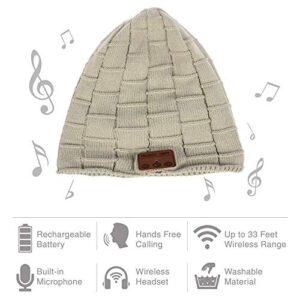 BearsFire Wireless Beanie Hat Headphone Stereo Speaker Mic Hands-Free Earphones Cap Unisex Winter Warm Thick Skull Knit Music Hat Gifts for Men Women Boys Girls Running Ourdoor Sports Gray