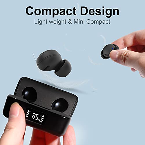 NYANDU True Wireless Earbuds Bluetooth 5.2 Headphones with Charging Case, Touch Control Earphones with 60H Playtime, Mics Noise Reduction, IPX5 Waterproof, USB C, for Sports Home Office - Black