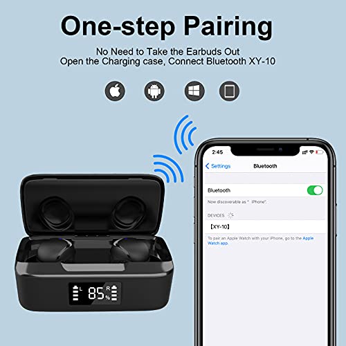 NYANDU True Wireless Earbuds Bluetooth 5.2 Headphones with Charging Case, Touch Control Earphones with 60H Playtime, Mics Noise Reduction, IPX5 Waterproof, USB C, for Sports Home Office - Black