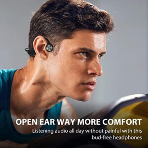 Pinetree Bone Conduction Headphones Bluetooth Sports Open Ear Headphones Wireless, Lightweight Sweat-Proof Running Headset with Mic Built-in Earbuds Free for Hiking, Cycling, Driving