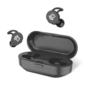 asseso ts1 true wireless earbuds, bluetooth 5.0 deep bass stereo headphones with charging case, 20h playtime, microphone, noise isolating, ipx5 waterproof earphones for gym, workout, sports, running