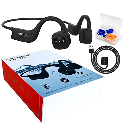 amzluv Swimming Wireless Headphones, Bone Conduction Headphones with Built-in 8GB Memory Support MP3 and Bluetooth Connection