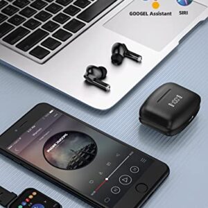 YHT Bluetooth 5.2 Wireless Earbuds, Clear Call Noise Cancelling with 4 Microphones Wireless in Ear Headphones, LED Power Display HiFi Stereo Sound Earphones Compatible for iPhone Android, Black