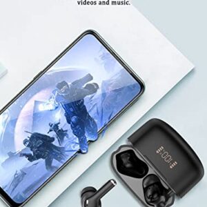 YHT Bluetooth 5.2 Wireless Earbuds, Clear Call Noise Cancelling with 4 Microphones Wireless in Ear Headphones, LED Power Display HiFi Stereo Sound Earphones Compatible for iPhone Android, Black