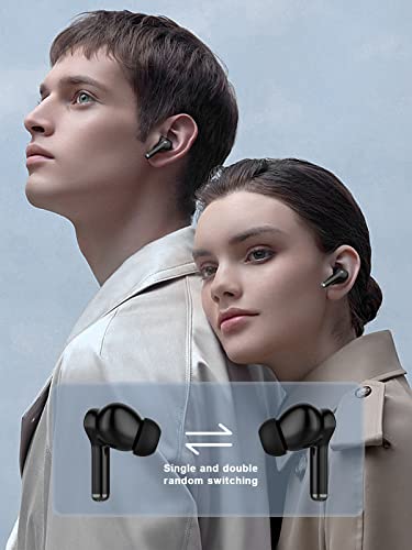 YHT Bluetooth 5.2 Wireless Earbuds, Clear Call Noise Cancelling with 4 Microphones Wireless in Ear Headphones, LED Power Display HiFi Stereo Sound Earphones Compatible for iPhone Android, Black