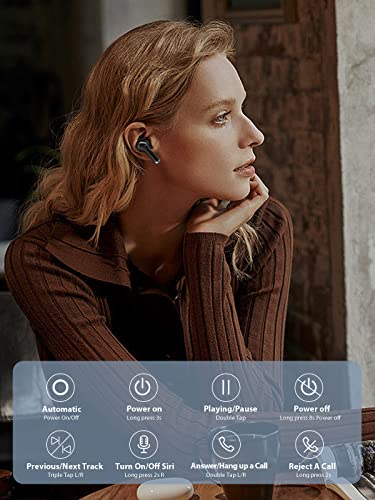 YHT Bluetooth 5.2 Wireless Earbuds, Clear Call Noise Cancelling with 4 Microphones Wireless in Ear Headphones, LED Power Display HiFi Stereo Sound Earphones Compatible for iPhone Android, Black