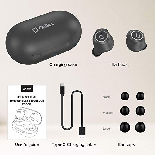 Wireless V5 Bluetooth Earbuds Compatible with Samsung Galaxy Z Flip with Charging case for in Ear Headphones. (V5.0 Black)