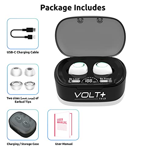 VOLT PLUS TECH Wireless Bluetooth Earbuds for iPhone 14/14Pro/14Pro Max/13/13Pro/13Pro Max/12 Pro/Pro Max /11 Pro/Pro Max/F9 TWS 10,2000mAh Charging case,8D Bass,IPX3 Touch Waterproof/Noise Reduction