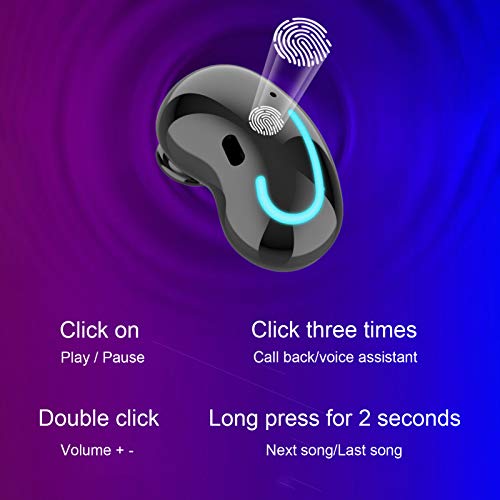 Heave TWS in-Ear Headphones Wireless Earbuds,Bluetooth 5.0 Noise Reduction Headset with Mic 3D Stereo Headset for Sport Running Purple