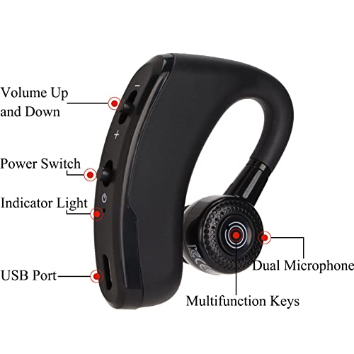 Bluetooth Earphone, V9 Single Ear Bluetooth Earphone Wireless Ear Hook Earphone Sports Driving Business Earphone