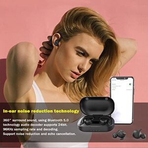 Green Wireless Earbuds with Earhooks IPX7 Waterproof Running Sport in Ear Headphones Noise Cancelling Earphones Bluetooth Ear Buds Workout Deep Bass Headset TWS Stereo Built-in Mic for Android iOS